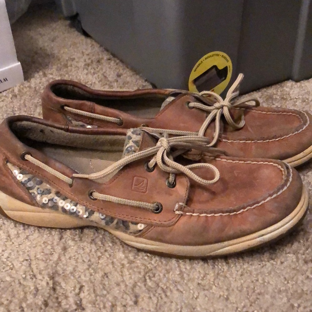 Sperry cheetah print boat shoes
